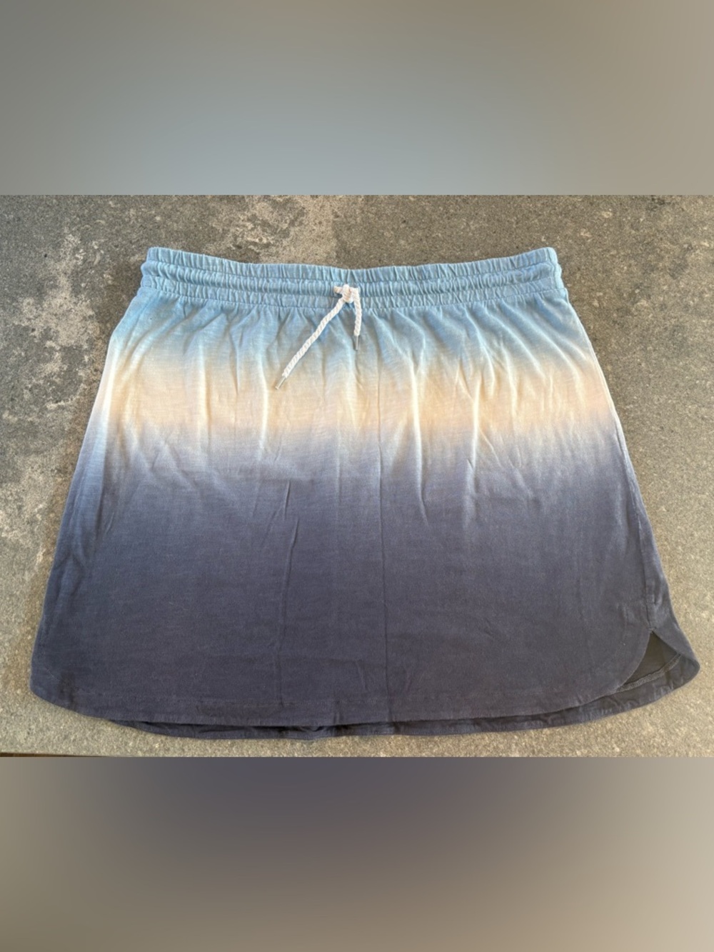 Talbots Ombre Blue to Cream Drawstring Mini Skirt